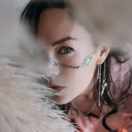 Gesichtskette mit Anhängern, handgefertigter Gesichtsschmuck aus Silber